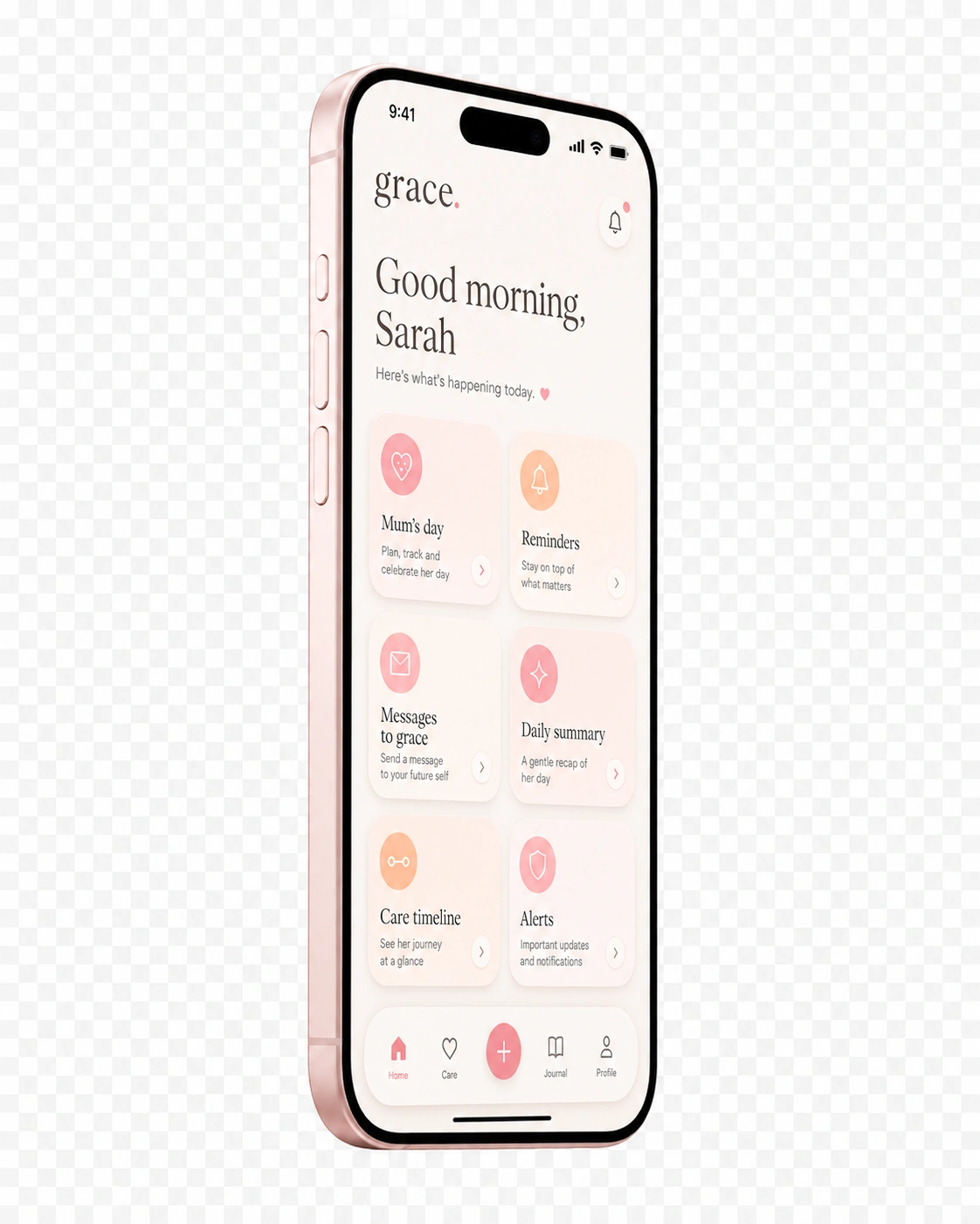 grace assistant app angled view showing tiles